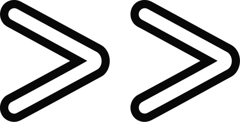 Forward symbol conveys advancement and direction with a modern minimalistic design suitable for web, app development, and visual interfaces representing fast-forward actions.