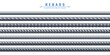© marina_ua - Seamless rebars. Set of steel bars with different profiles. Straight plain round and ribbed rods. Construction collection, classification by shape. Vector illustration isolated on a white background.