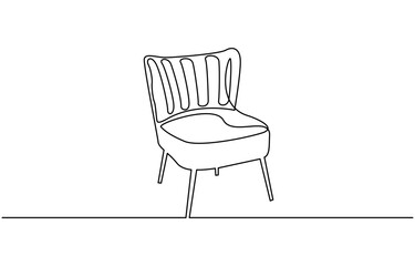 Continuous line drawing of sofa, lamp and plan, Chair one line icon. continuous line style. simple style chair shape illustration. unique, simple, One continuous single drawing.