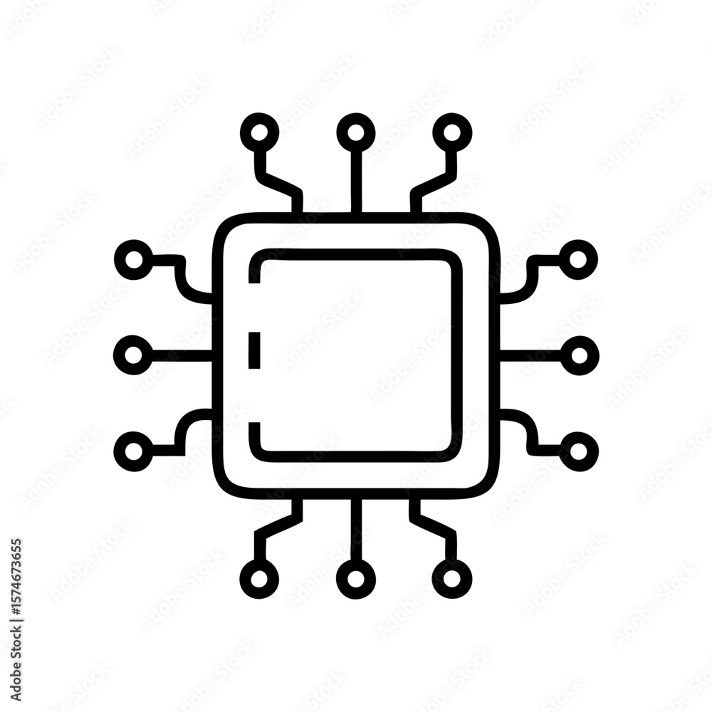 Integrated circuit chip processor icon vector design for technology and engineering use