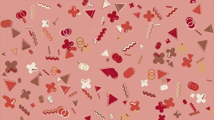 Pink image shows a geometric abstract pattern. Abstract seamless memphis loop video background.