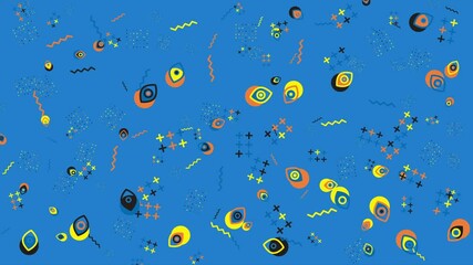 Wall Mural - Blue image shows a fun 90s style abstract pattern. Abstract seamless memphis loop video background.