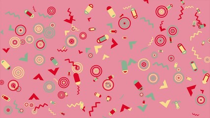 Wall Mural - Pink image shows a 1980s style abstract pattern. Abstract seamless memphis loop video background.