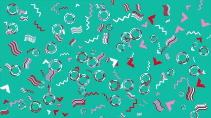 Wall Mural - Teal 90s style abstract pattern. Abstract seamless memphis loop video background.