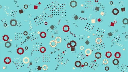 Wall Mural - Teal geometric abstract pattern. Abstract seamless memphis loop video background.
