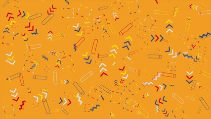 Wall Mural - Abstract geometric pattern on an orange background. Abstract seamless memphis loop video background.