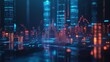 © Zeva - Abstract city, data visualization, financial growth, digital future