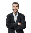 © kite_rin - Portrait of handsome smiling young man with folded arms isolated transparent PNG, Joyful cheerful casual businessman with crossed hands studio shot
