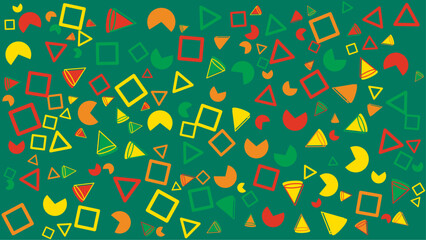 Wall Mural - Colorful geometric pattern of squares triangles and circles. Vector for abstract background, presentation, website, and creative poster.