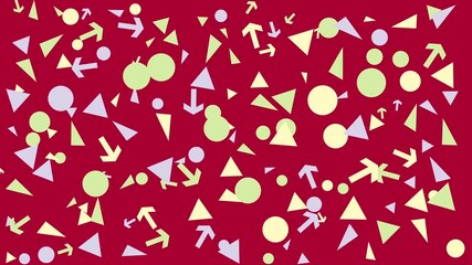 Wall Mural - Abstract teal background with yellow and purple shapes. Abstract seamless memphis loop video for presentation, intro, outro, and social media.