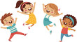 © fashanbd - Vector Illustration Of Children Playing Jumping kids. Happy funny children playing and jumping in different action poses education little team vector characters. Illustration of kids and children fun
