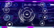 © vectorfusionart - Displaying central laptop icon rotating within holographic control panel, with neon data rings