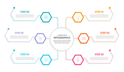 Wall Mural - modern vector infographic label design with circle infographic template design and 6 options or step