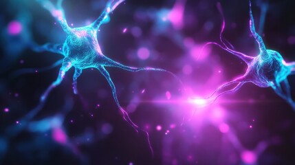 Wall Mural - Abstract Visualization of Human Nervous System Neurons in Bright Colors