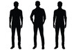 © NasimaH - Three Black Silhouetted Men Standing in a Row Wearing Casual Clothes on a White Background