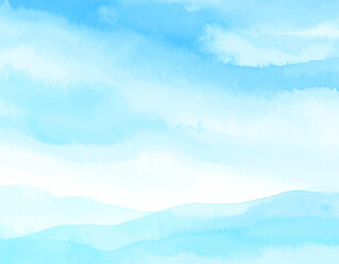 Wall Mural - sky and clouds watercolor scenery. abstract sky in watercolor style. soft blue cloud digital backgro