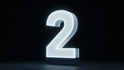 Wall Mural - number two with neon glow rotating animation - second, date, count, future, background
