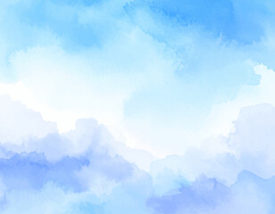 Wall Mural - lue watercolor sky background. soft pastel clouds watercolor art. abstract watercolor cloud texture.