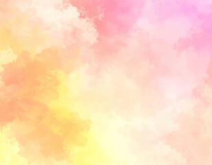 Wall Mural - soft pastel peach pink watercolor. abstract yellow pink sky texture. handpainted warm watercolor clo