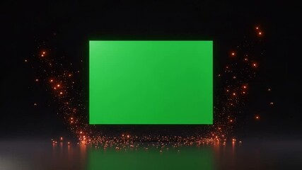 Wall Mural - Green screen with glittery particles and a black background, ideal for special effects videos