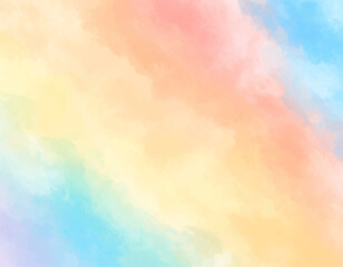 Wall Mural - pastel rainbow watercolor background. soft multicolor abstract painting. dreamy watercolor rainbow t