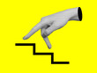 © valiantsin - Hand reaching toward stairs in conceptual collage. Symbol of career growth, success, leadership and