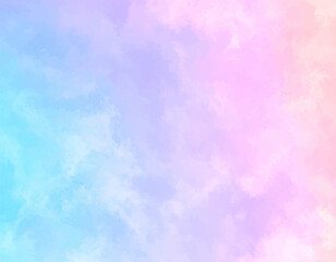 Wall Mural - soft rainbow pastel watercolor texture. abstract pink blue mint cloudy art. colorful watercolor sky 