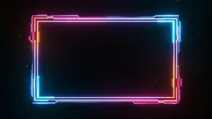 Wall Mural - Futuristic neon glowing frame animation with modern technology border design background