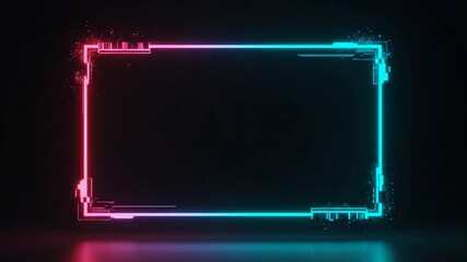 Wall Mural - Animated Neon Frames with Blue and Pink Glow for Modern Digital Backgrounds and Visuals
