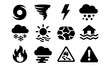 © 123levit - Weather and natural disaster icons in bold silhouette style
