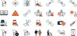 © Mounir - Medical line icon set. Vector pictograms of arthritis, osteoporosis, pain, injury, inflammation, injection, diagnosis, prevention, healthcare, calcium supplement, skeleton, thin linear illustration.