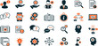 © Mounir - Information Knowledge Sharing line icon set. Vector pictograms of info, FAQ, manual, search, guidance, instruction thin linear illustration.