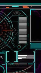 Wall Mural - animation of data processing over shapes on black background