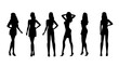 © Amazing Designz - Elegant Female Fashion Silhouettes – Minimalist Black Vector Figures PNG Set