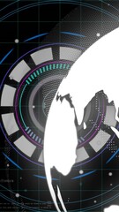 Canvas Print - digital world map and data processing animation over futuristic interface