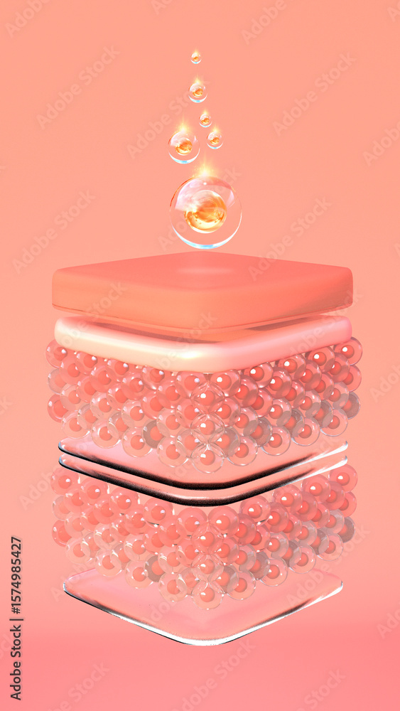 Ready to use 3d Rendering, advertising. Cosmetic serum Oil drop on ...