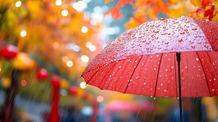 Wall Mural - A close-up shot of raindrops on a window, with blurred lights in the background creating a soft bokeh effect