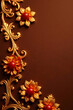 © Zillul - Ornate golden flowers with red centers and scrolling flourishes for vintage decorative designs