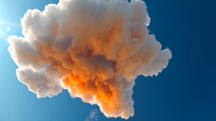 Wall Mural - a dynamic 3d render of a cloud formation against a clear blue sky emphasizes texture and volume the 