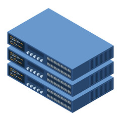 Wall Mural - isometric server. server network equipment. computer network technology. storage database. isometric