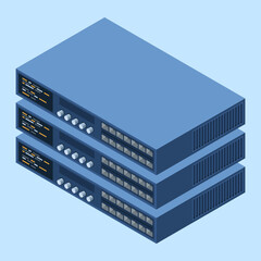 Wall Mural - isometric server. server network equipment. computer network technology. storage database. isometric
