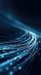 Wall Mural - an electrifying depiction of illuminated lines dancing across a dark blue background representing a 