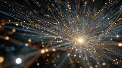 Wall Mural - celestial burst: an abstract representation of a radiant star or cosmic explosion, with luminous par