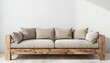 © Montalumirock - Brown wooden sofa for sitting relaxing at home, natural minimalism interior style