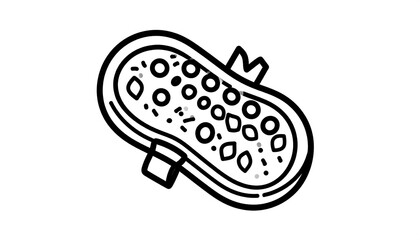 Simple outline drawing of a flat, oval-shaped object