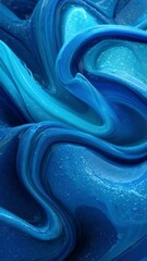 Wall Mural - smooth, swirling, and glossy blue gel stretches and folds, forming mesmerizing abstract patterns, wi