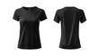 © azi - Front and back view of a plain black short-sleeved, crew neck t-shirt against white