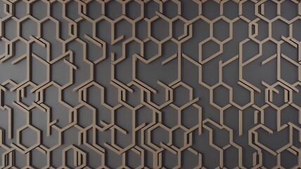 Canvas Print - geometric honeycomb pattern in bronze and grey image
