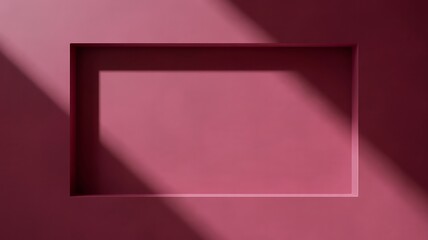 Canvas Print - deep pink recessed rectangle with diagonal light shadows abstract background
