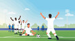 © Jonmart - Victory Celebration: Football Team Rejoicing After Goal